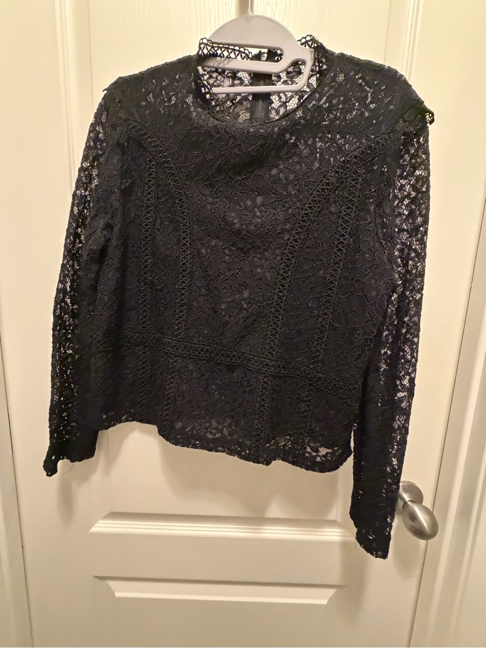 Zara Black Lace Long-Sleeve Blouse